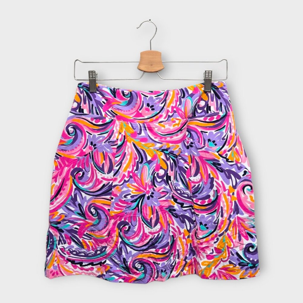 IBKUL Golf Women's Skort Aubrey Print (Purple/Pink/Orange) - Small